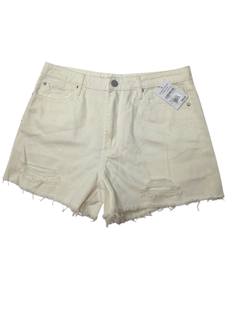NWT Articles of Society Off White Distressed Denim Shorts Size 30